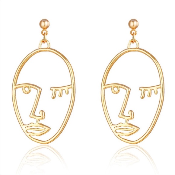 Dainty Face Outline Earrings - Picture 2 of 7